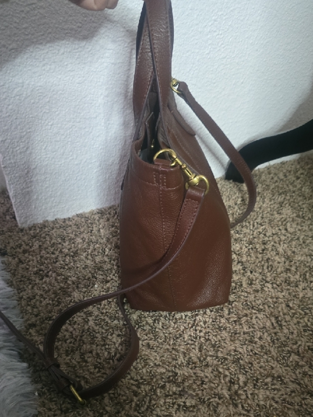 Lucky Brand Dark Brown & Gold Hardware 100% Leather Small Crossbody Bag (EUC)✨️ - Picture 9 of 13